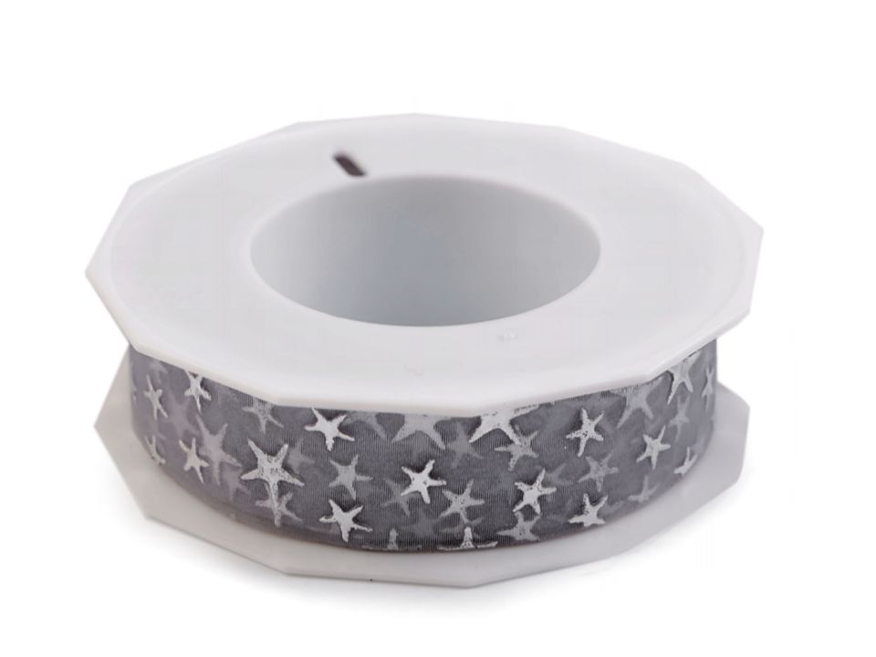 Panglică organza cu steluțe, lățime 25 mm ST430456