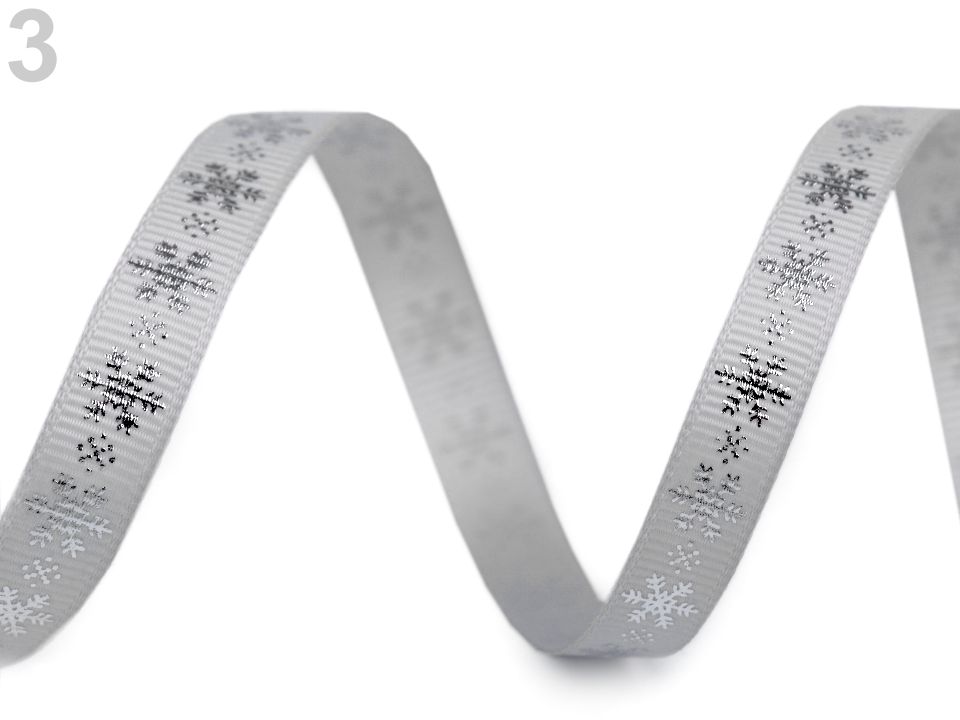 Panglică ripsată cu fulgi de zăpadă, lățime 10 mm ST430458