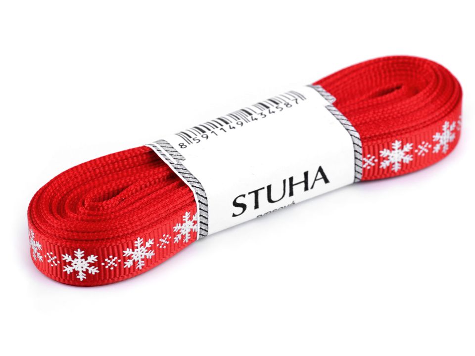 Panglică ripsată cu fulgi de zăpadă, lățime 10 mm ST430458