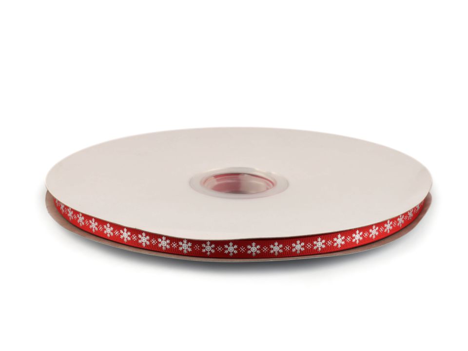 Panglică ripsată cu fulgi de zăpadă, lățime 10 mm ST430458
