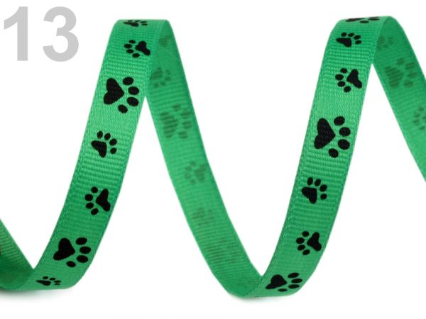 Panglică ripsată / Chingă, imprimeu lăbuțe, lățime 10 mm ST420691