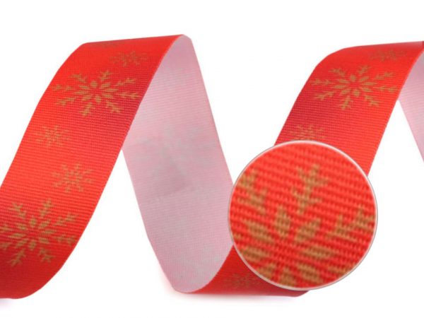 Panglică ripsată cu fulgi de zăpadă, lățime 20 mm ST430437