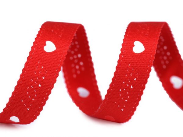 Panglică satin LOVE cu inimioare decupate, lățime 12 mm ST430546