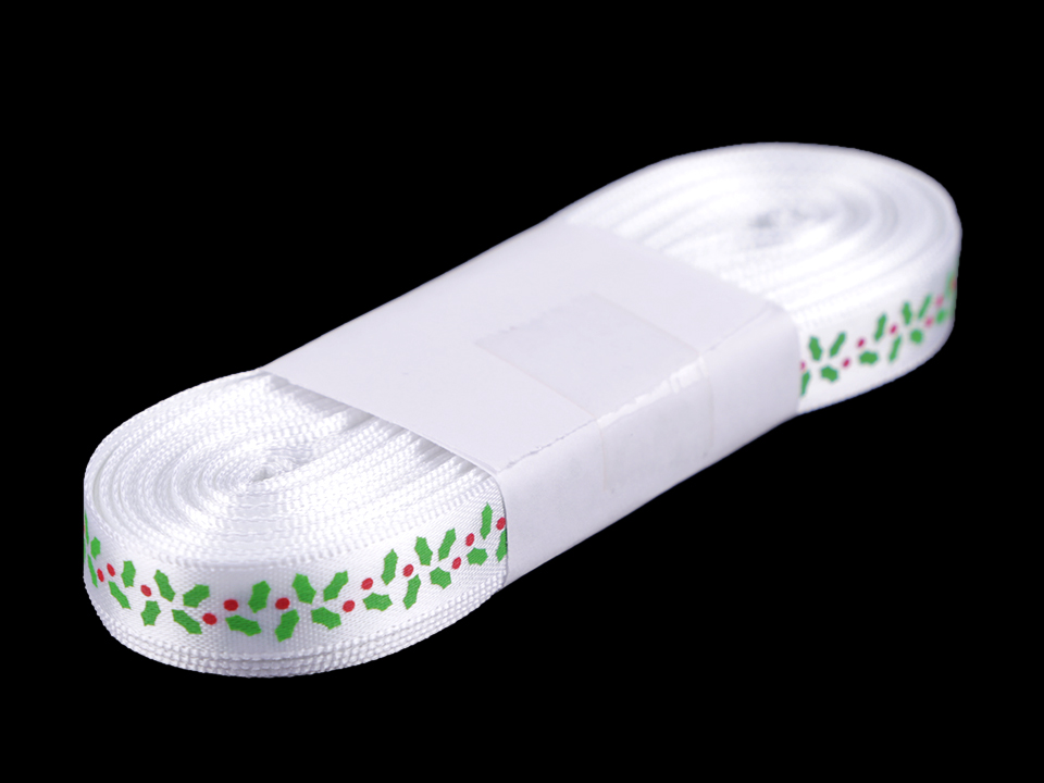 Panglică satinată cu motive de Crăciun, lățime 10 mm ST430501