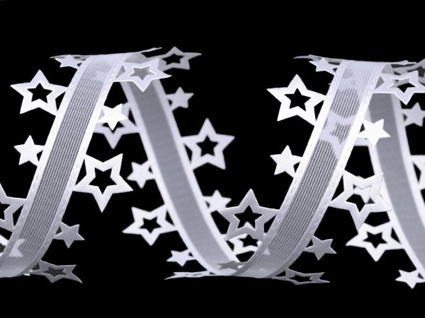 Panglică satinată cu steluțe decupate, lățime 40 mm ST430552