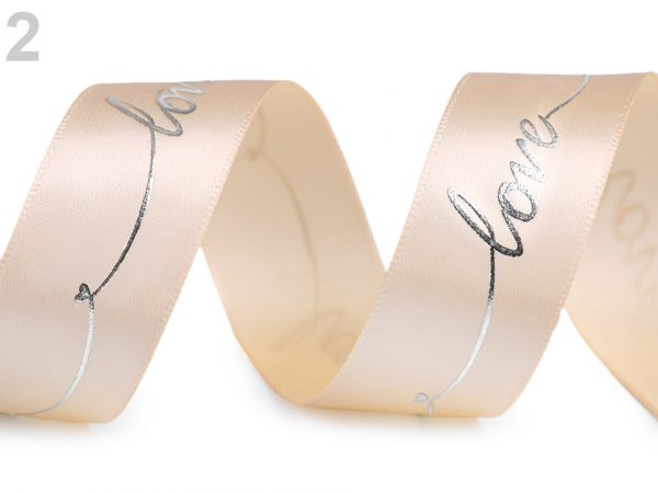 Panglică satinată cu inscripție Love, lățime 26 mm ST430563