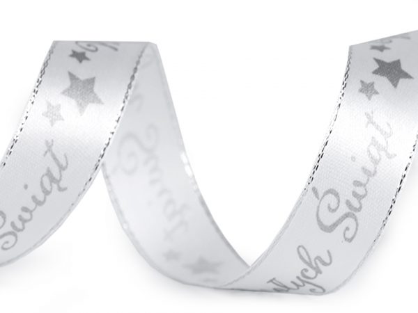 Panglică satinată Wesołych Świąt, lățime 20 mm ST430505