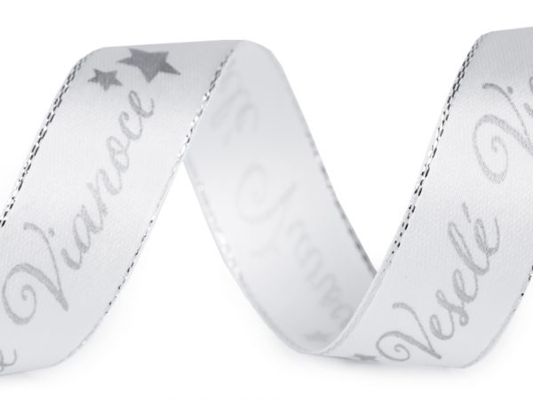 Panglică satinată Veselé Vianoce, lățime 20 mm ST430504