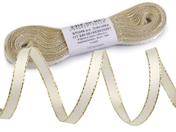 Panglică din tafta cu lurex, lățime 6 mm ST410036