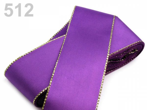 Panglică din tafta cu lurex, lățime 40 mm ST410130