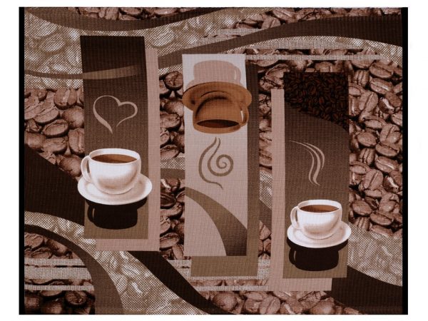 Tesatura din bumbac Waffle Pique cu motiv cana de cafea