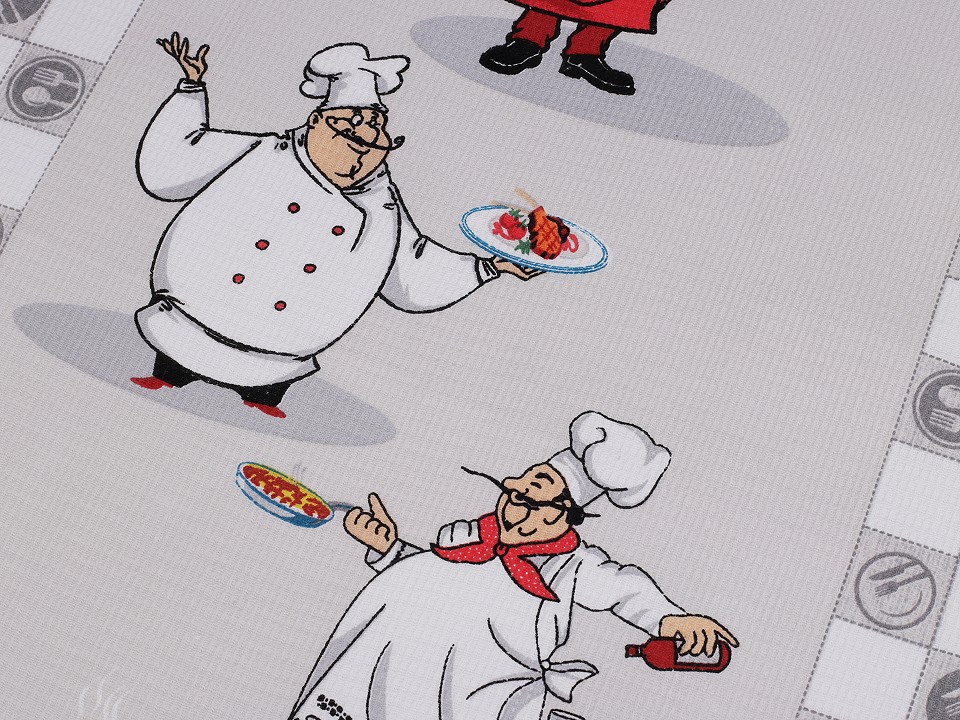 Tesatura din bumbac Waffle Pique cu motiv culinar
