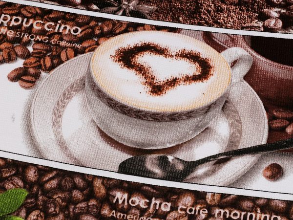 Tesatura din bumbac Waffle Pique cu motiv de cafea