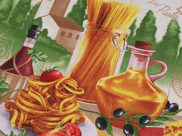 Tesatura din bumbac Waffle Pique cu motiv paste