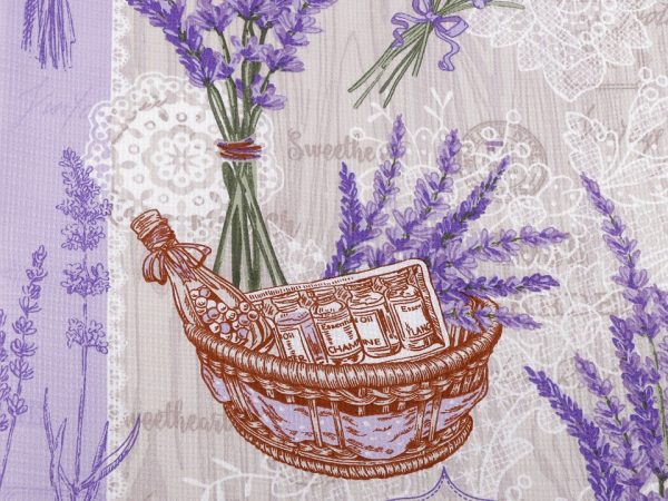 Tesatura din bulmbac Waffle Pique cu lavanda