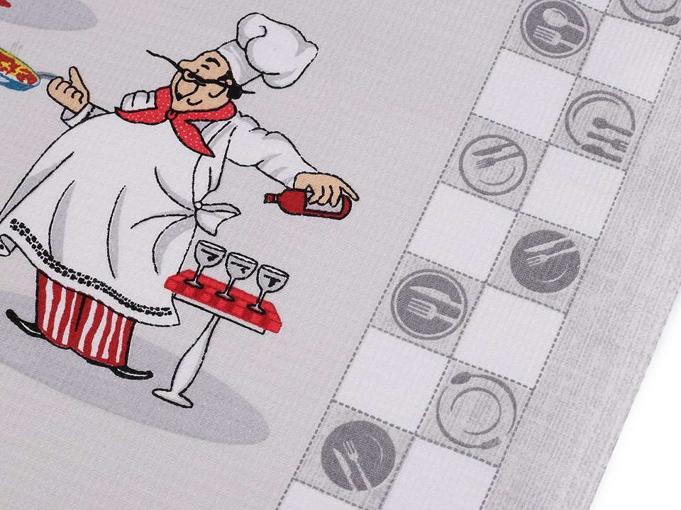 Tesatura din bumbac Waffle Pique cu motiv culinar