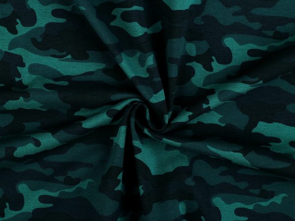 Tesatura tricot de bumbac cu imprimeu digital de camuflaj