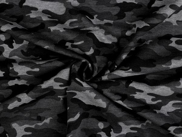 Tesatura tricot bumbac cu imprimeu de camuflaj