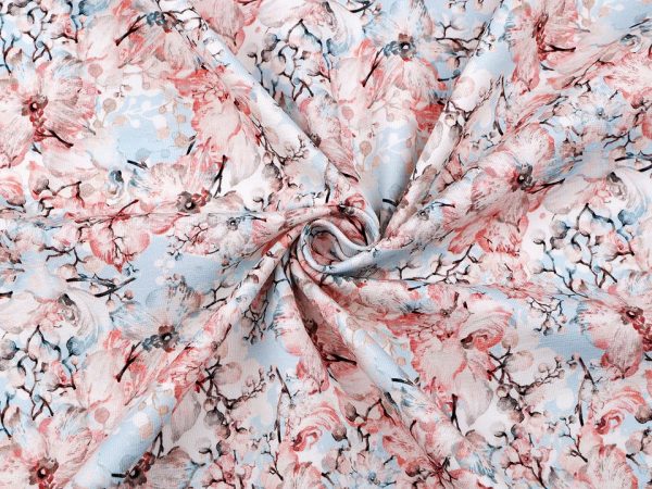 Tesatura tricot bumbac cu imprimeu digital de flori