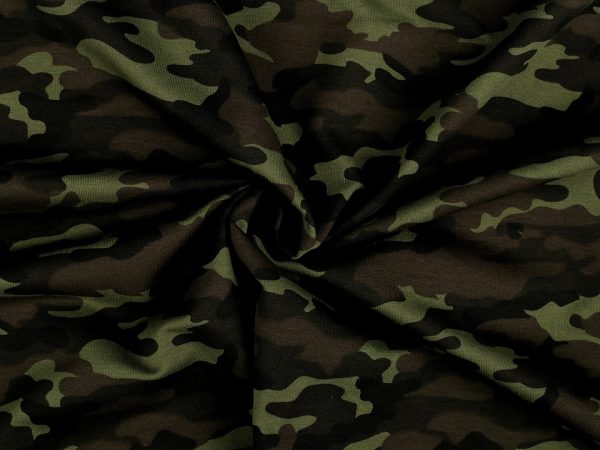 Tesatura tricot bumbac camuflaj