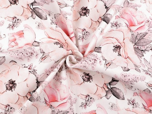 Tesatura tricot de bumbac cu motiv floral