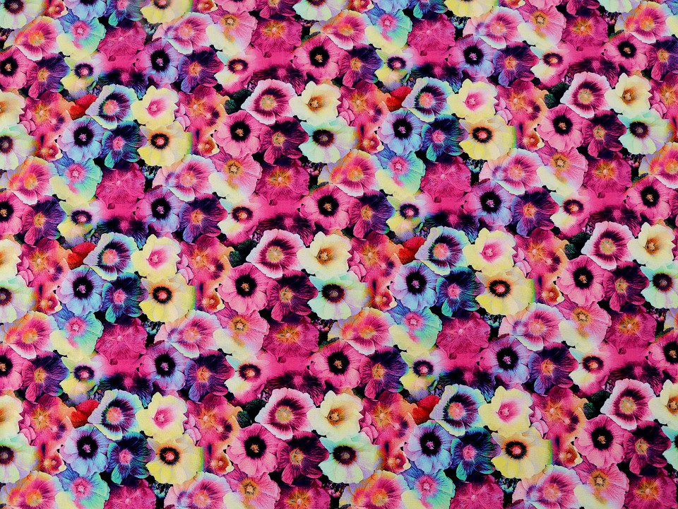 Tesatura tricot bumbac motiv floral