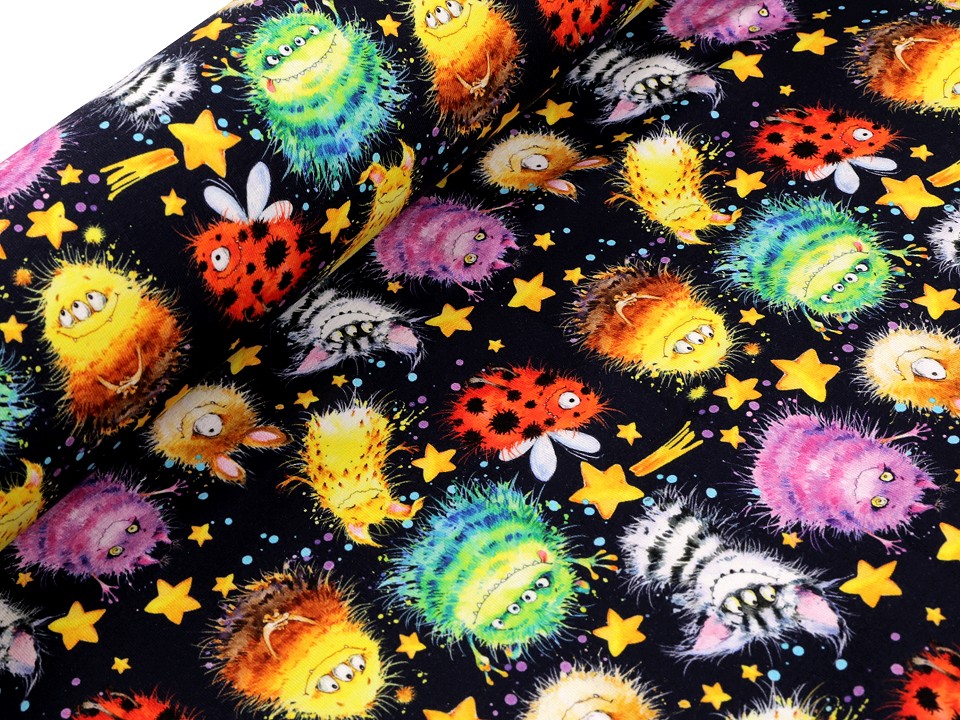 Tesatura tricot din bumbac cu motive pentru copii
