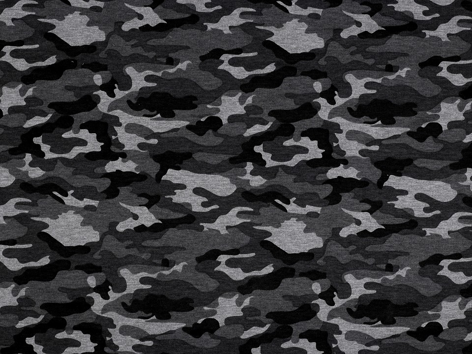 Tesatura tricot bumbac cu imprimeu de camuflaj
