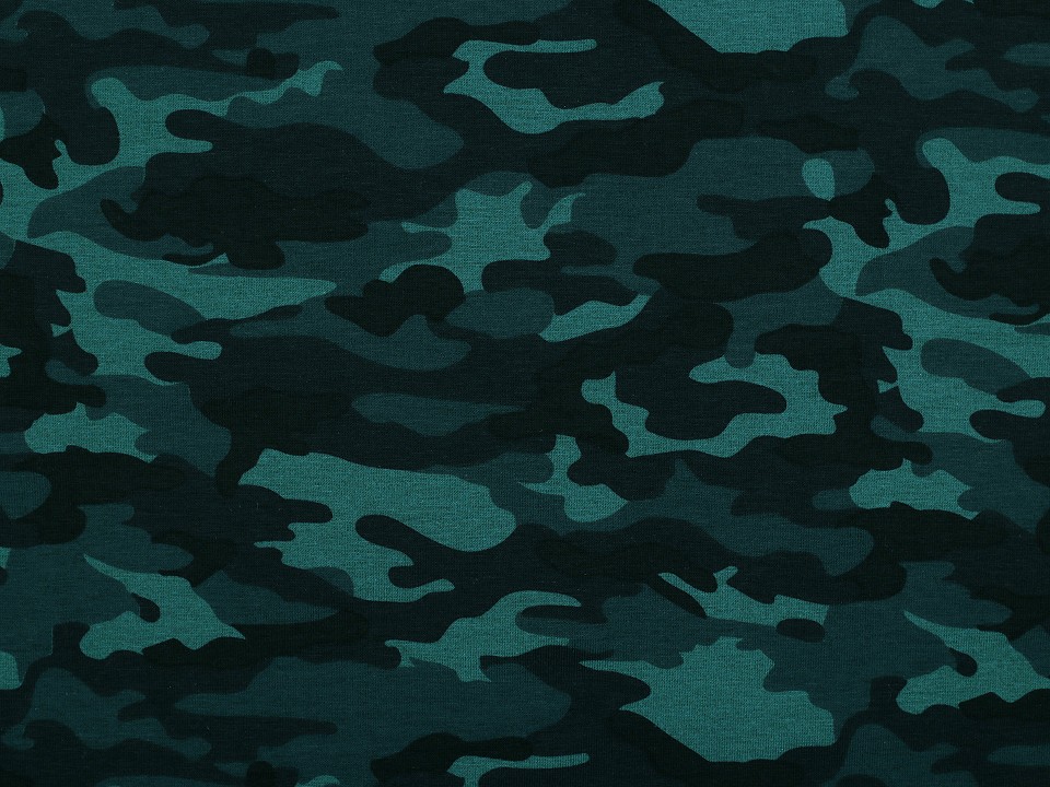 Tesatura tricot de bumbac cu imprimeu digital de camuflaj