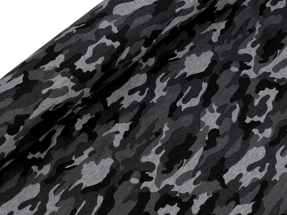 Tesatura tricot bumbac cu imprimeu de camuflaj