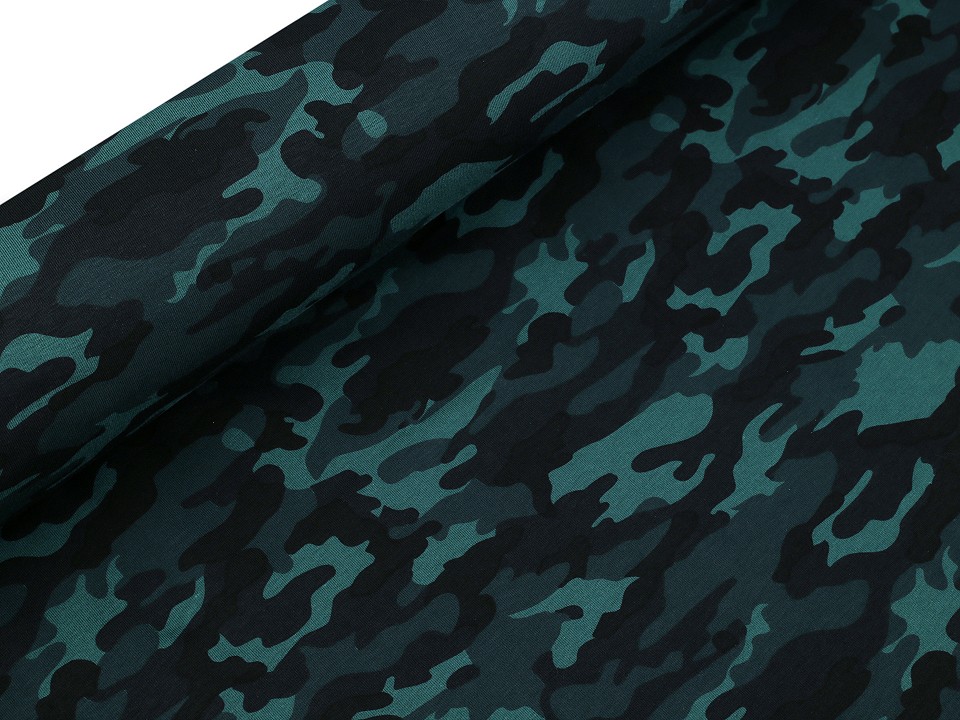 Tesatura tricot de bumbac cu imprimeu digital de camuflaj