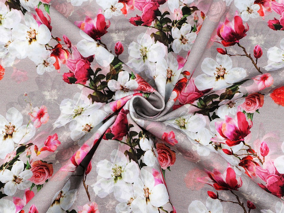 Tesatura tricot bumbac cu motiv floral