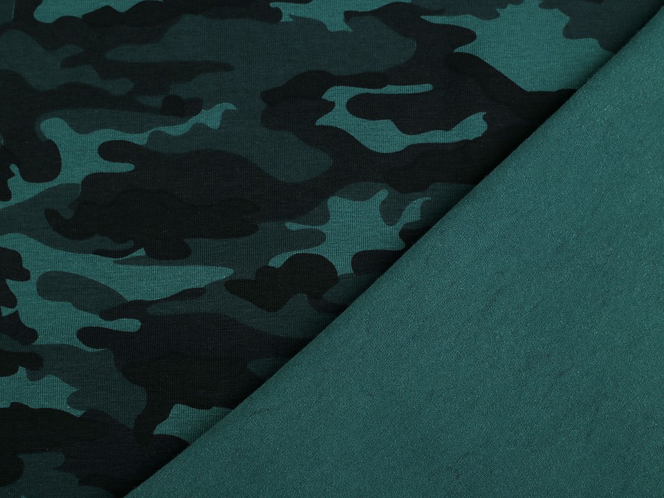 Tesatura tricot de bumbac cu imprimeu digital de camuflaj