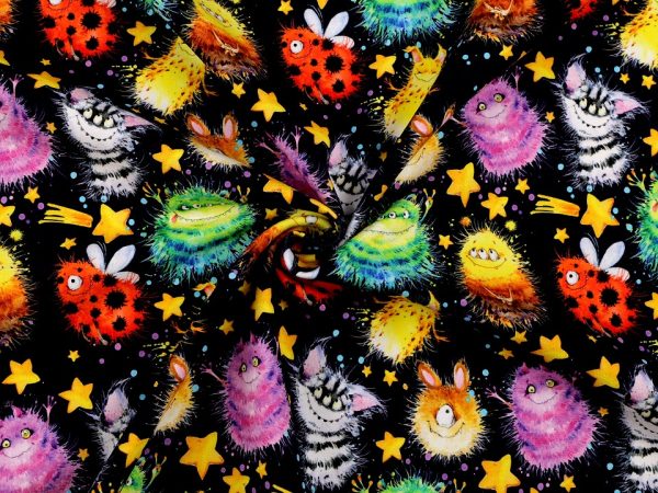Tesatura tricot din bumbac cu motive pentru copii