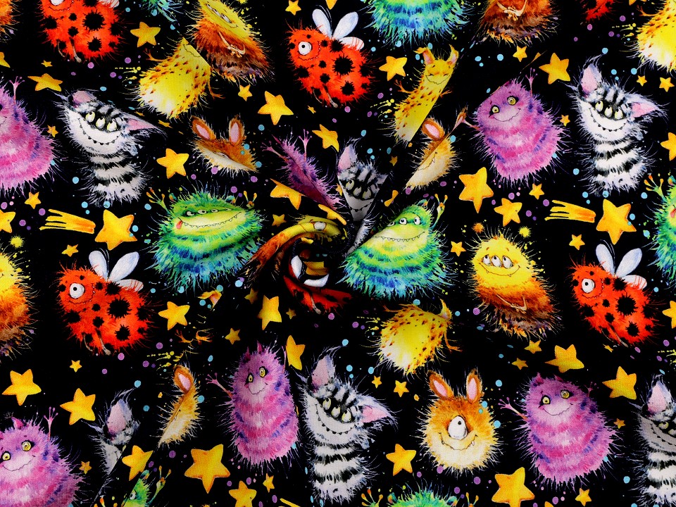 Tesatura tricot din bumbac cu motive pentru copii