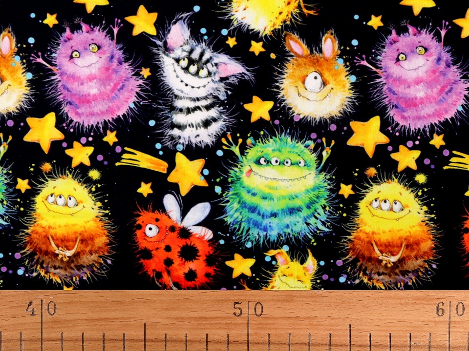 Tesatura tricot din bumbac cu motive pentru copii