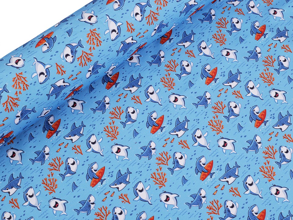 Tricot de bumbac cu motive pentru copii rechin