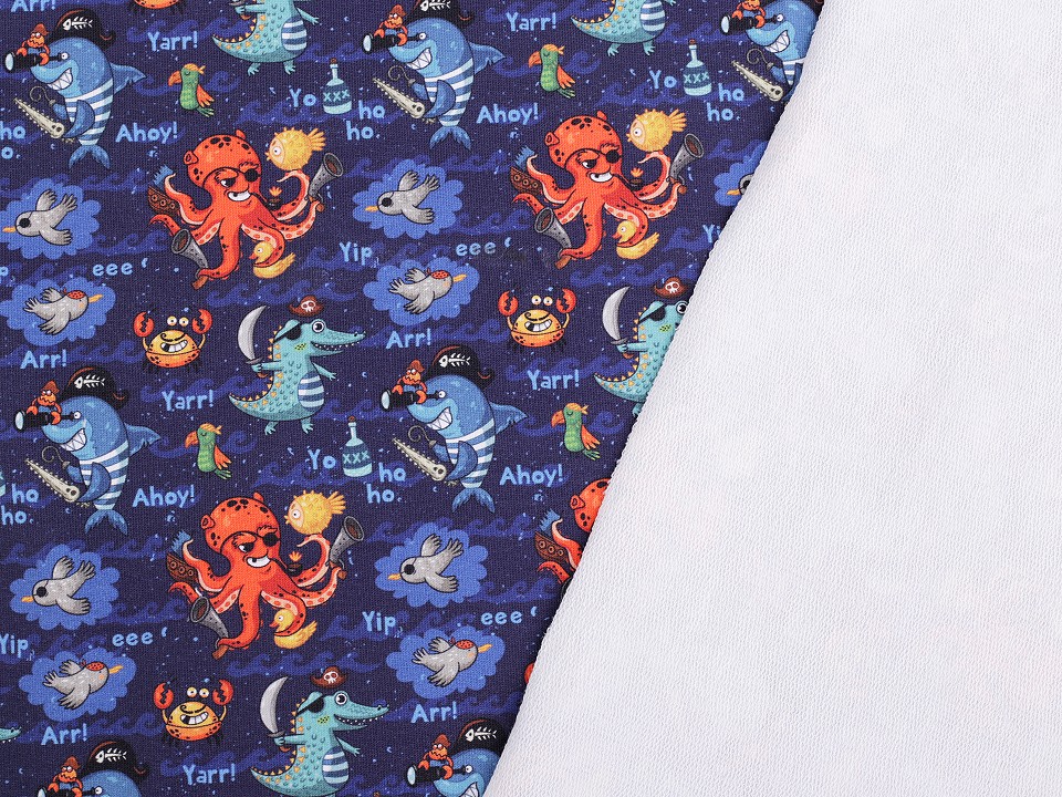 Tricot de bumbac cu motiv lumea subacvatica pentru copii