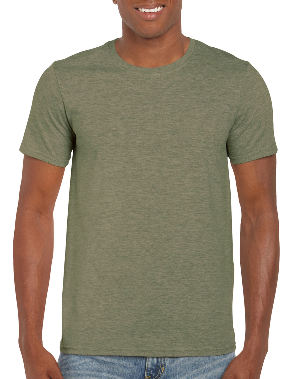 Tricou barbati 100% bumbac, Heather - Verde Militar, 153g