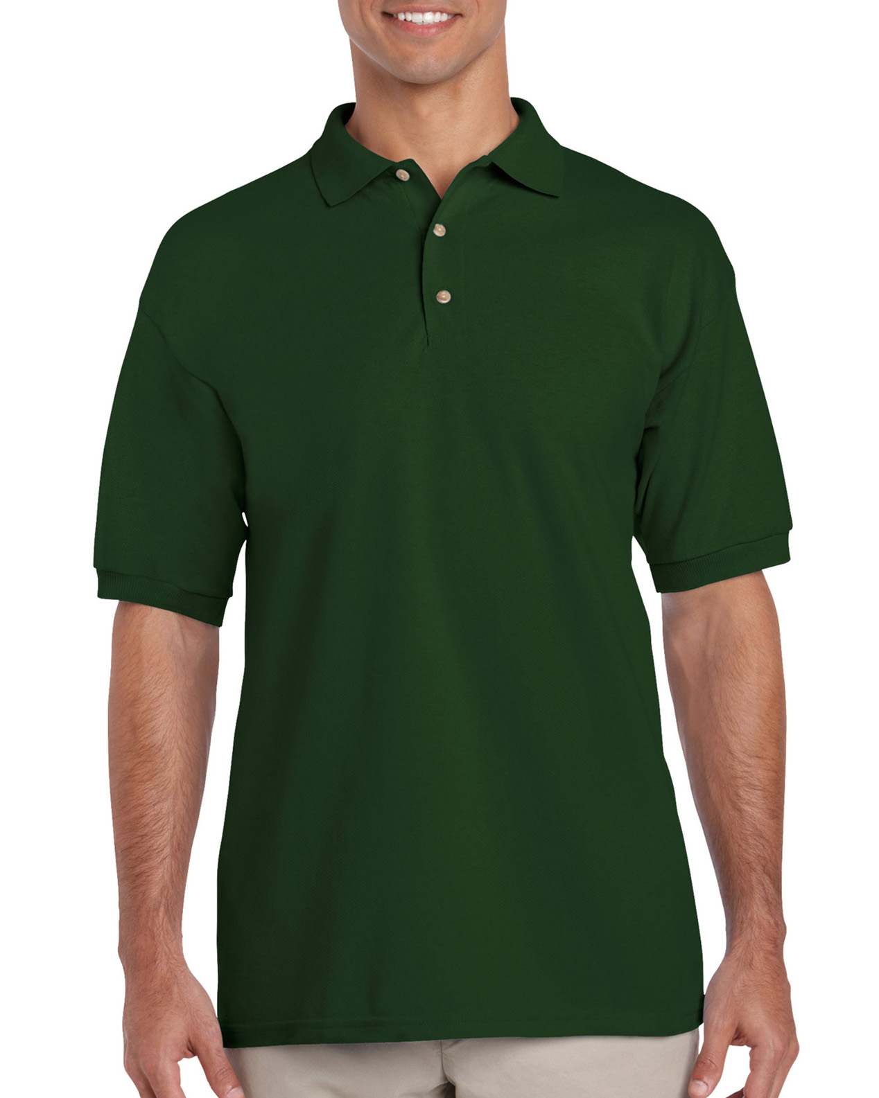 Tricou polo barbati 100% bumbac, Verde Padure, 214g