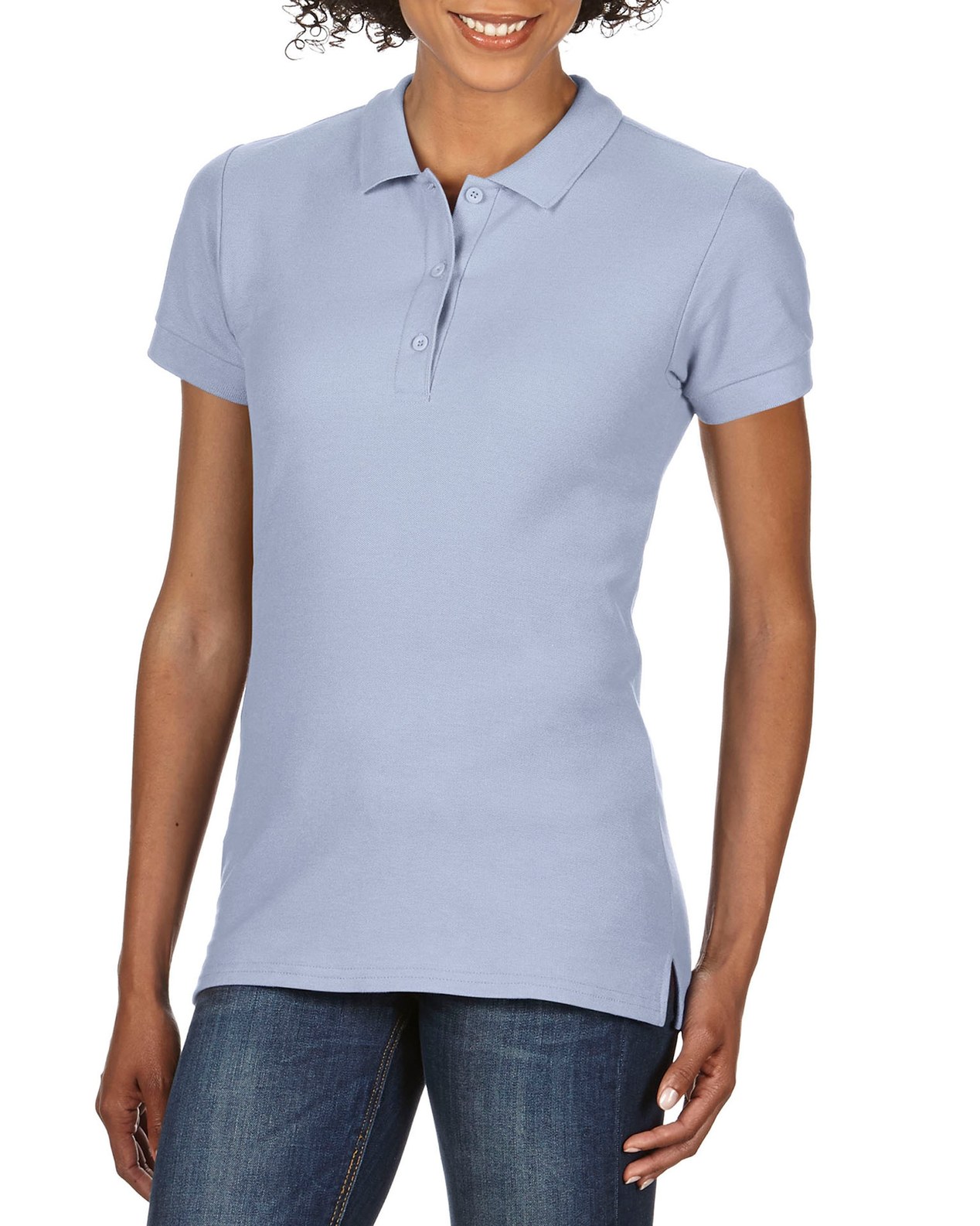 Tricou polo femei 100% bumbac, Albastru Deschis, 223g