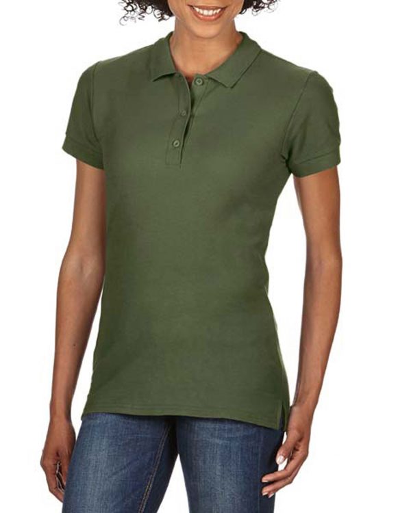 Tricou polo femei 100% bumbac, Verde Militar, 223g