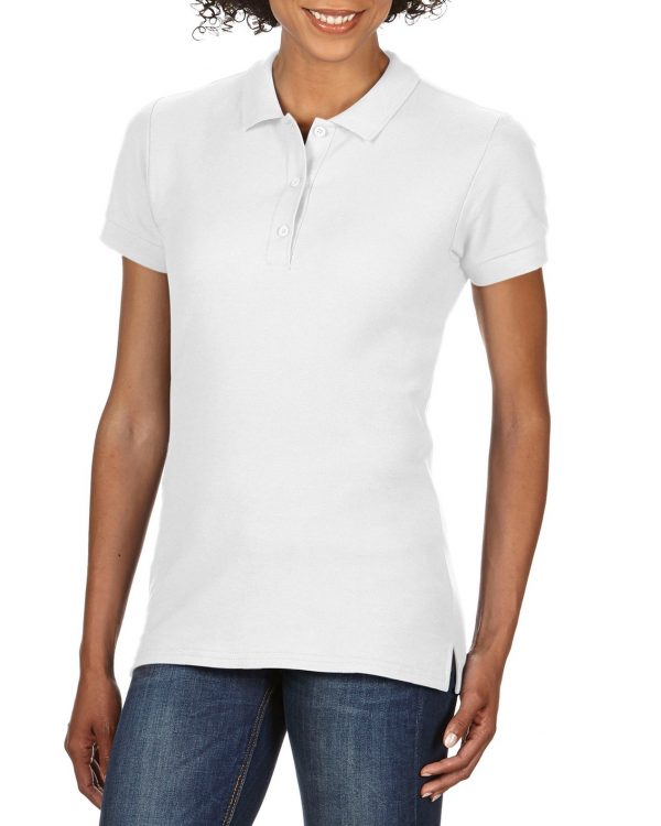 Tricou polo femei 100% bumbac, Alb, 223g